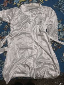 Silky White Robe for women in free size