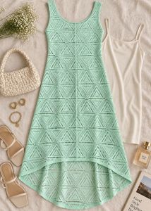 Light Green Crochet Mini Dress🌿