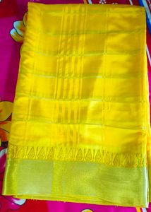 Yellow Checkered Saree