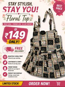 Stylish Floral Print Tie-Up Top