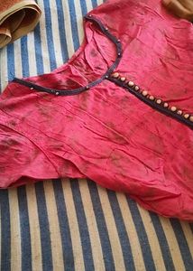 Beautiful Pink Kurta with Unique Neckline