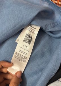 Armani Exchange Blue Linen Shirt