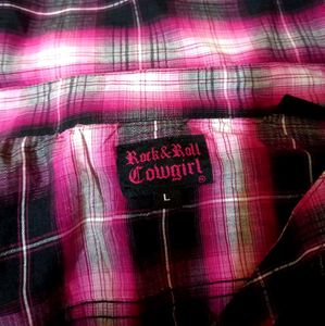 Y2K/goth Pink Plaid Button-Up shirt