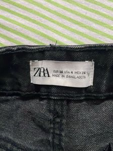 Distressed Black Denim Shorts