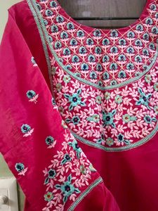 Beautifully Embroidered Pink Kurta