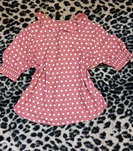 Chic Pink Polka Dot Blouse