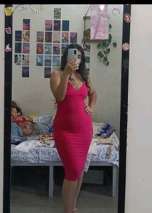 Hot Pink Bodycon Midi Dress