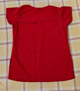 Red Embroidered Short Kurti