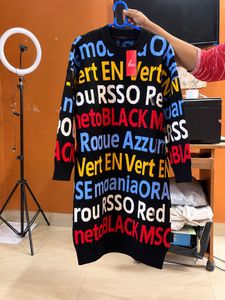 Plus Size Multicolor Typography Knit Mini Dress