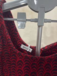 Chic Red &amp; Black Patterned Mini Dress