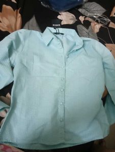 Chic Light Blue Textured Button-Up Shirt
