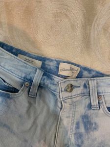 High-Rise Acid Wash Distressed Denim Shorts