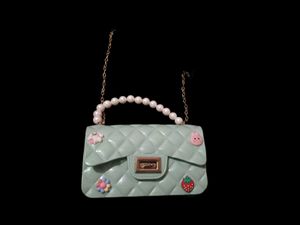 Cute Mint Crossbody Bag with Pearls
