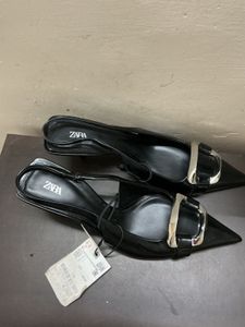 ZARA Black Slingback Heels