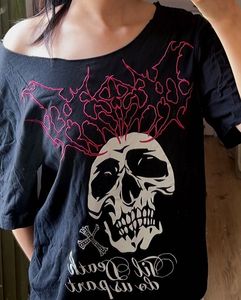 Off the shoulder Gothic Skull T-Shirt