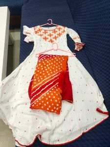 Beautiful Anarkali Kurti With Bandhani Dupatta