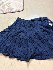 Navy Blue Eyelet Skirt