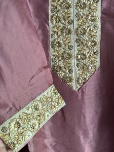 Pink Embroidered Silk Kurta set