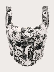 27238. Unique Black & White Mushroom Print Top