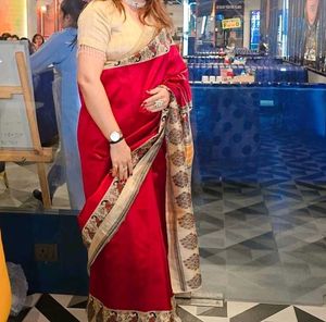 Elegant Red Silk Saree with Designer Blouse