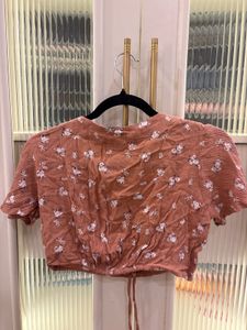 Cute Floral Ruched Crop Top