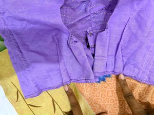 Elegant Lavender Handwork Net Saree