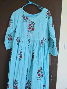 Light Blue Floral Print Kurta