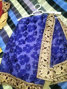 Stunning Royal Blue Floral Saree