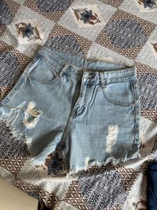 Distressed Denim Shorts