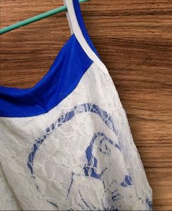 Blue &amp; White Lace Top