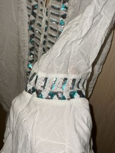 Embellished White Tunic Top/Dress