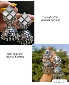 Pack of 2 Pair Mirror Jhumka Earrings