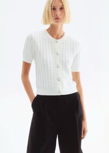 H&M Cream Cable Knit Button-Up Sweater