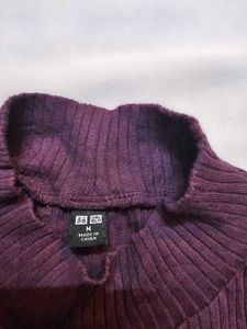 Uniqlo Purple Ribbed Mock Neck Top