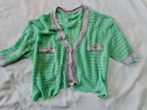 Mint Green Knit Cardigan