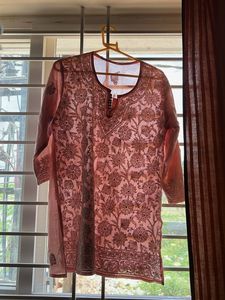 Pink Chicken Work Kurta