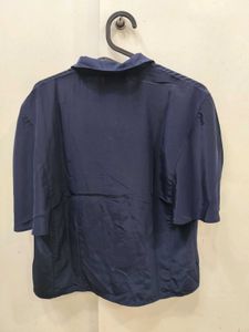 Calvin Klein Navy Collared Blouse Top - M