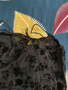 Sheer Floral Tie-Front Top