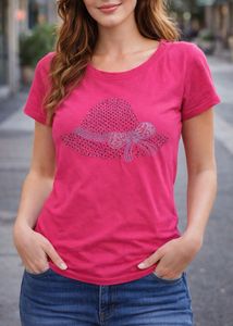 SALE🎀Pink T-Shirt with Rhinestone Design