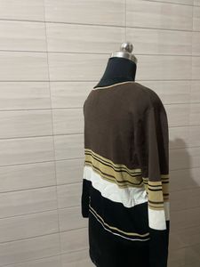 korean style imported Striped Open Front Cardigan