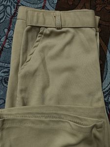 Khaki Wide Leg Cargo Pants