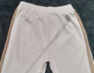 Cream Stright fit Pants with Contrast Trim