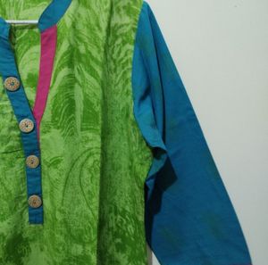 Shree Green Blue Kurta And Blu Kuta With Polka Dot