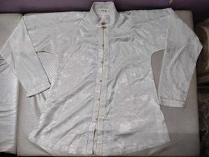Elegant White Brocade Kurta Shirt