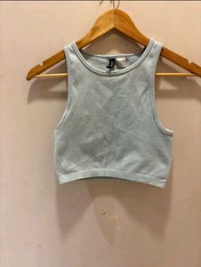 H&amp;M Light Blue Ribbed Tank Top