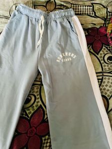 Light Blue Wide Leg Track Pants