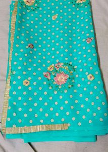 ✨💙Beautiful Cyan Colour Saree ✨💙