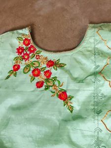 Green Embroidered long Kurti for women