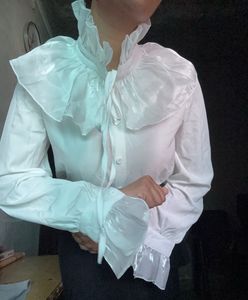 White Ruffled Neck Shirt