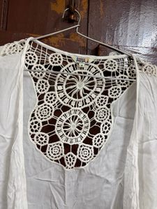 White Crochet Boho Kimono Vest